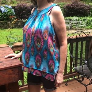 Cute summer top pink/ aqua double layer